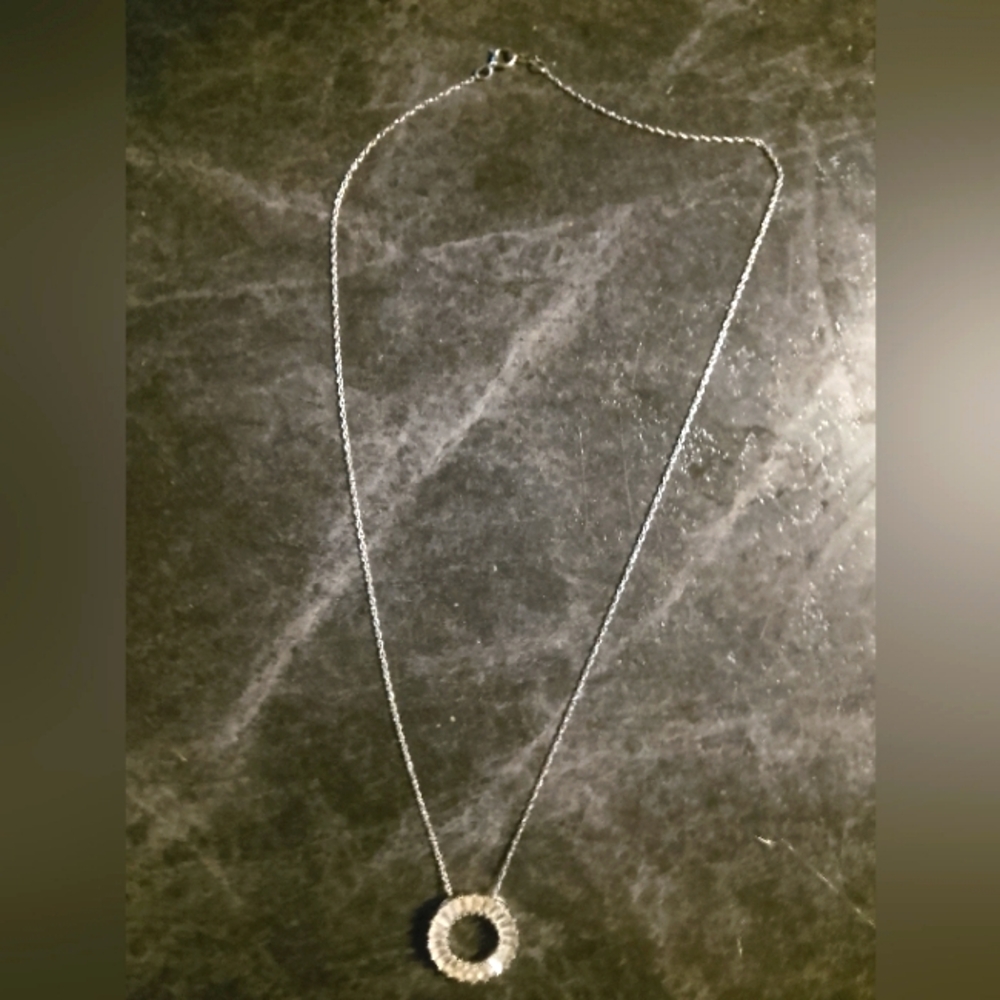Elegant Silver White Sapphire Necklace with Circular Pendant